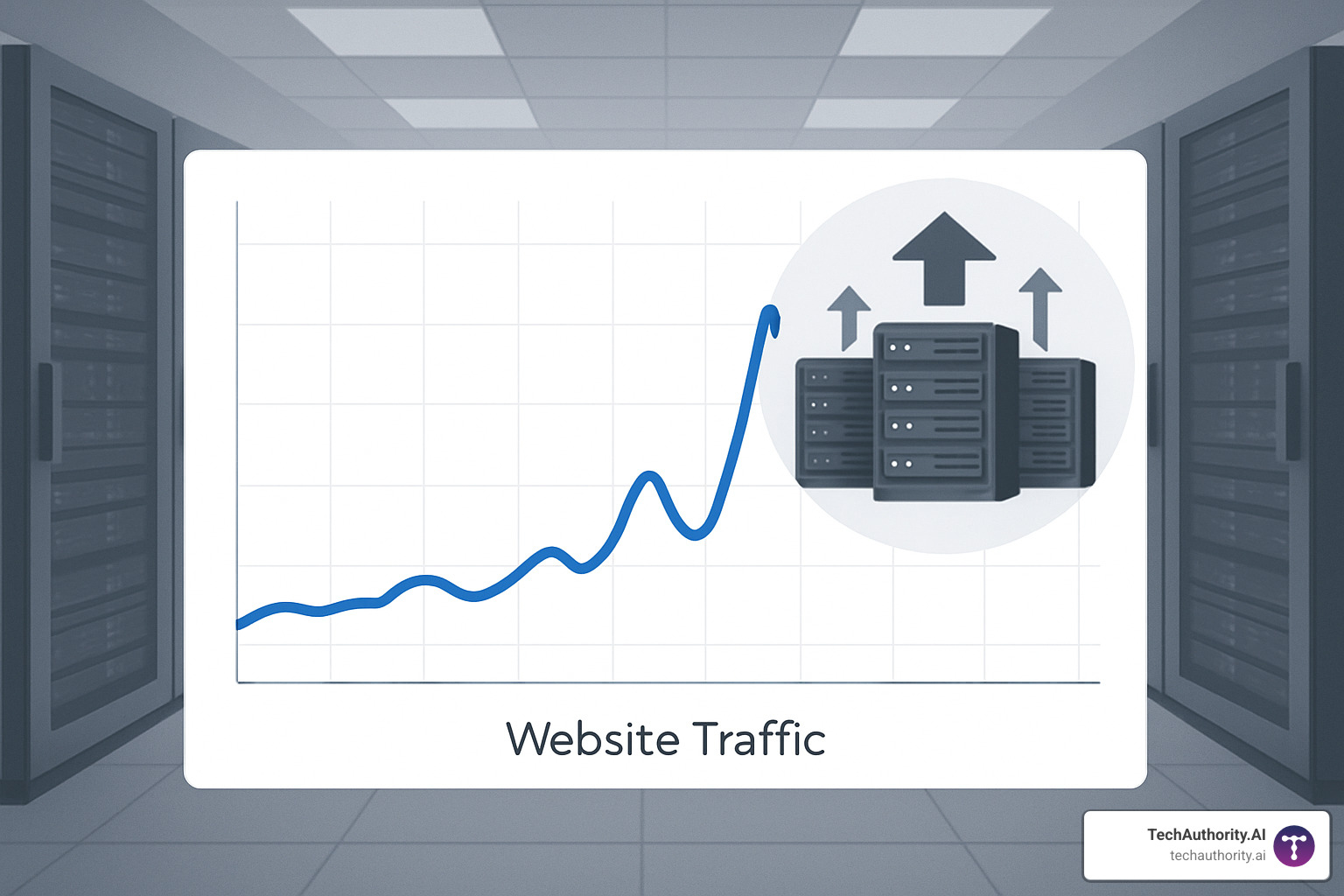 Website traffic spike graph showing auto-scaling in action - hosting services