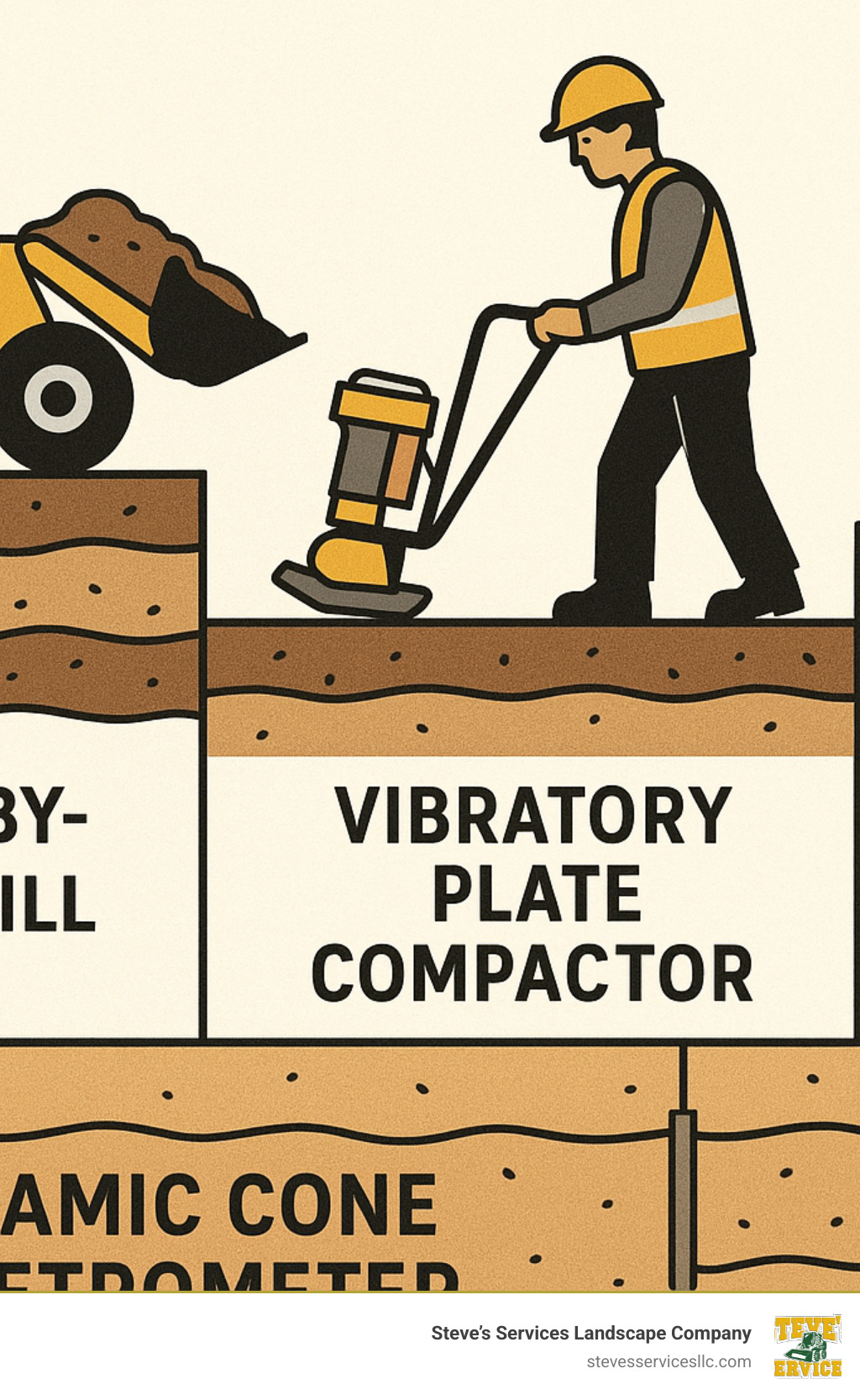 Soil compaction testing at demolition site - Pool Demolition Services infographic