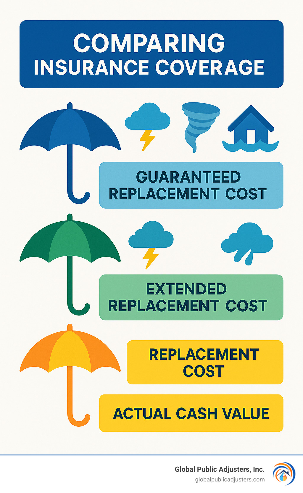 Infographic comparing insurance coverage types and protection levels