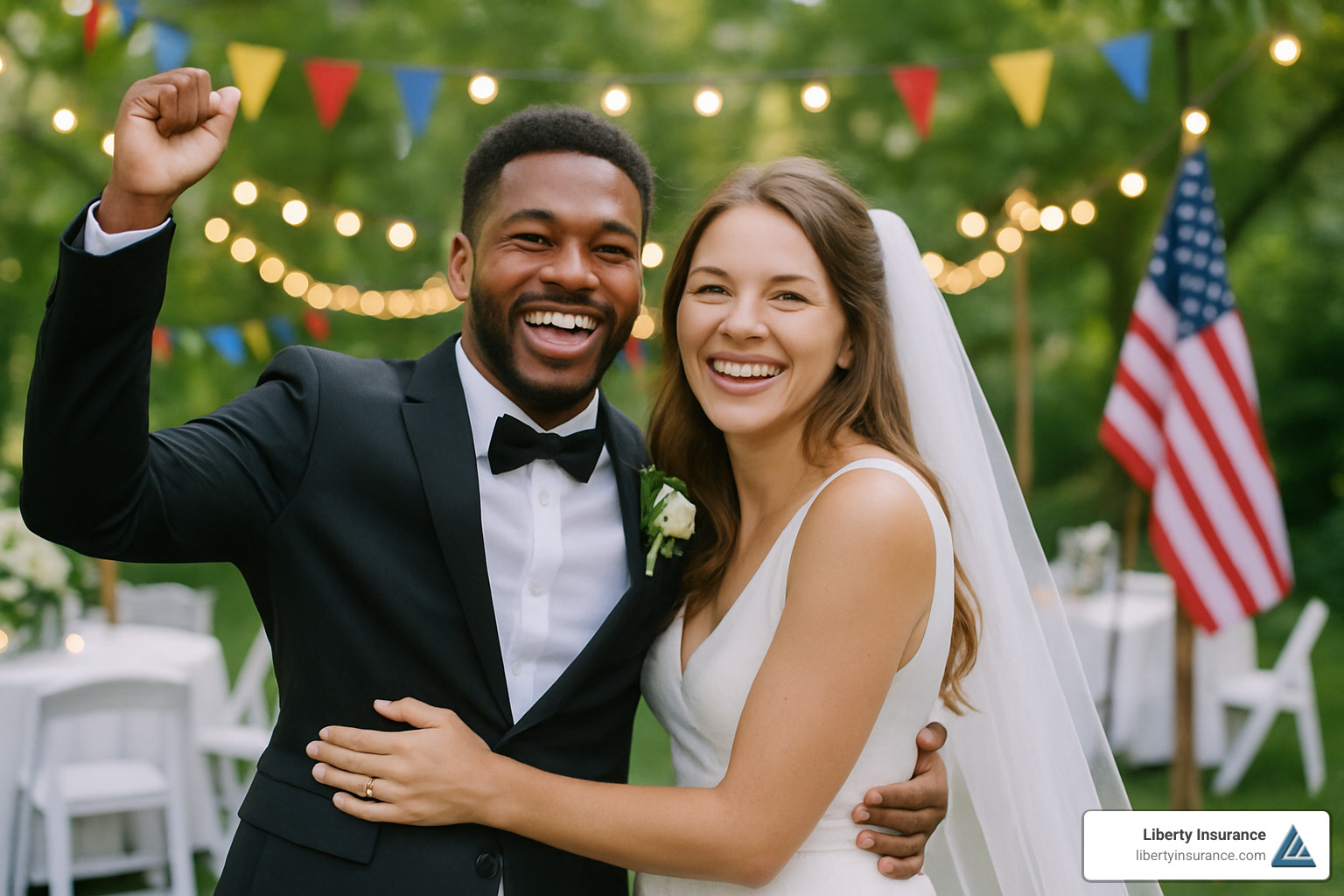 Happy couple celebrating their wedding day - wedding event insurance cost