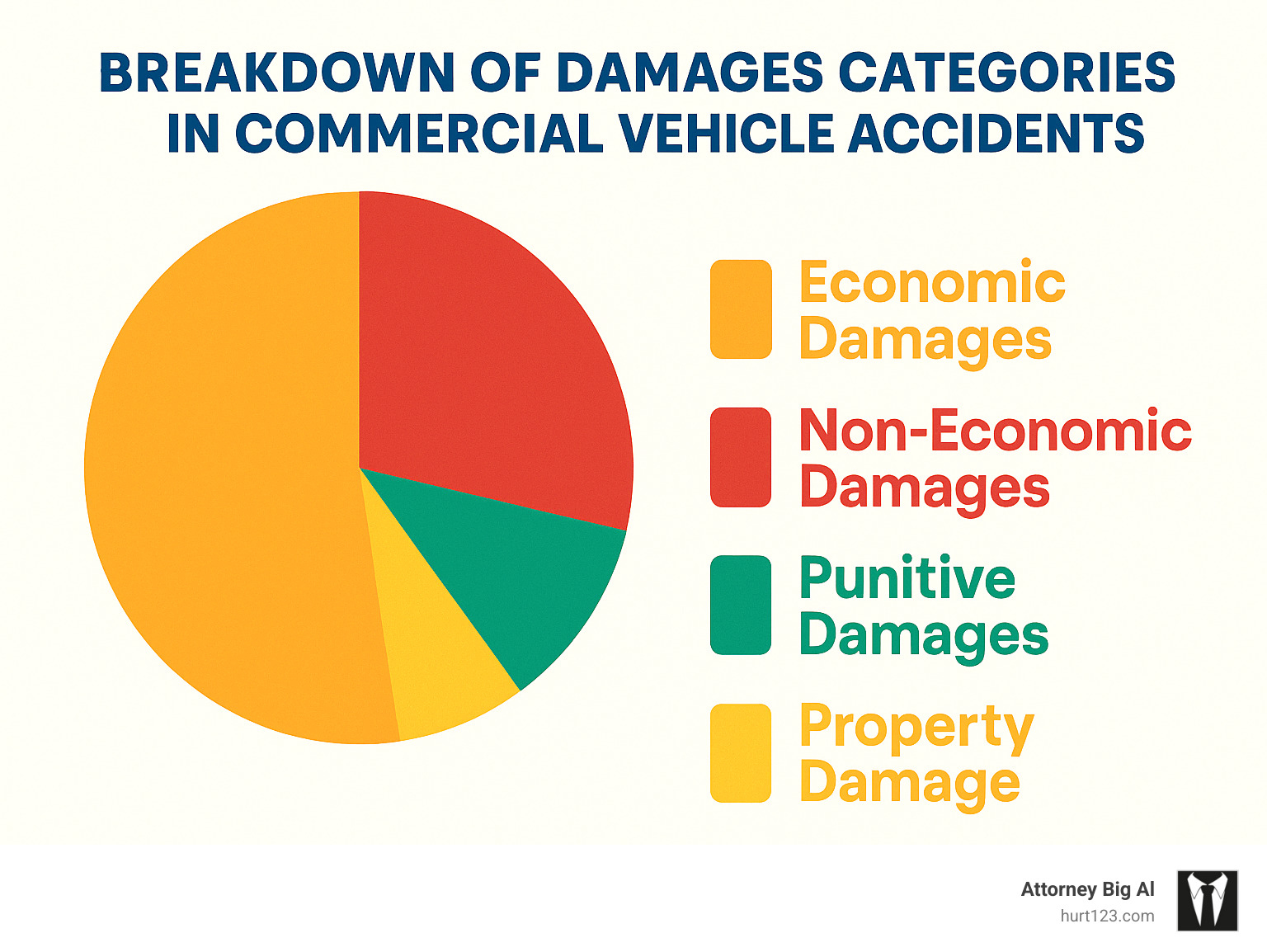 chart showing breakdown of damages categories in commercial vehicle accidents - commercial vehicle injury lawyer infographic 