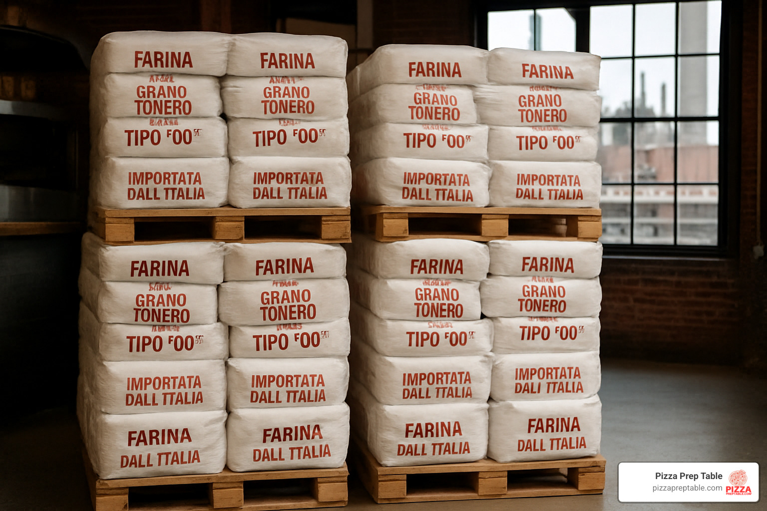 Pallets of imported Italian 00 flour for New York pizzerias - pizza supplies in New York