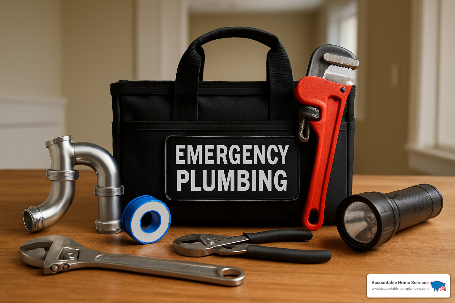 emergency plumbing toolkit with essential tools - plumbing contractors near me
