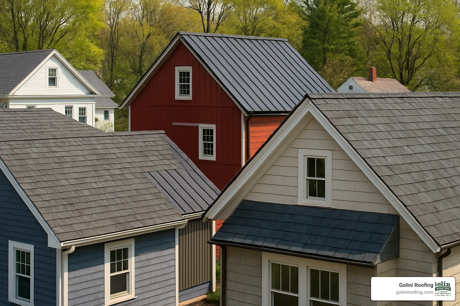 Different roofing materials displayed for Wakefield homes - Roofing services Wakefield MA