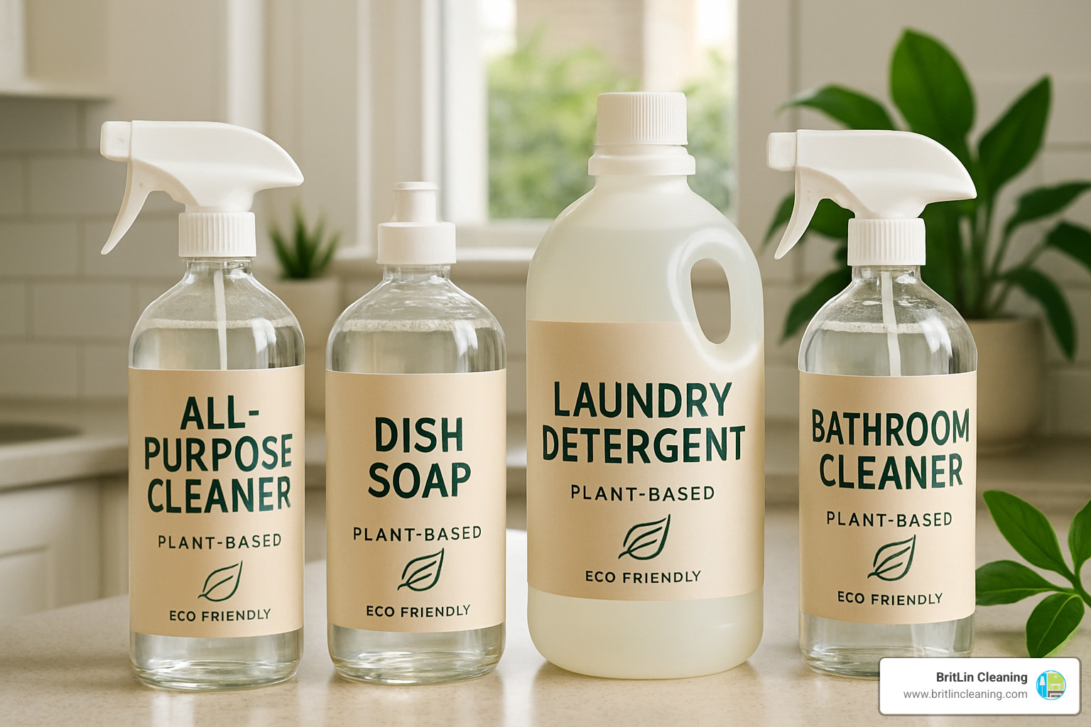 Plant-based cleaning products lineup - austin housekeeping services