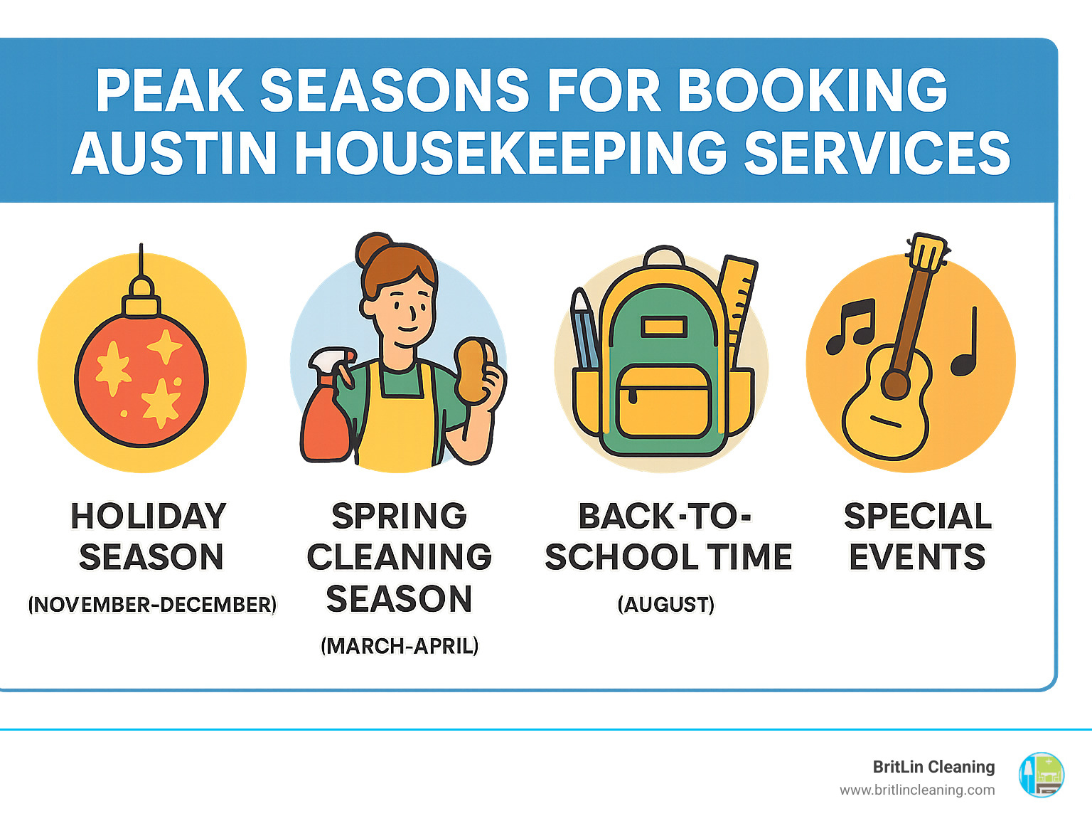Peak seasons for booking austin housekeeping services - austin housekeeping services infographic