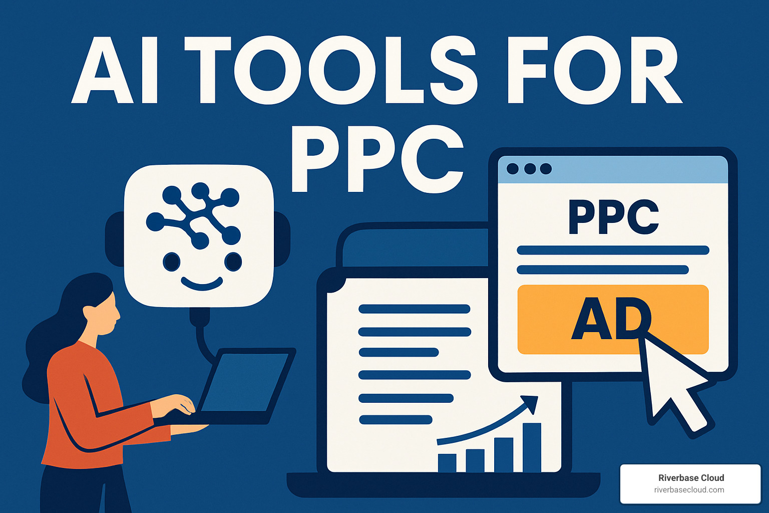 Collage of top AI PPC tools including Optmyzr, Jasper, and Semrush - AI tools for PPC