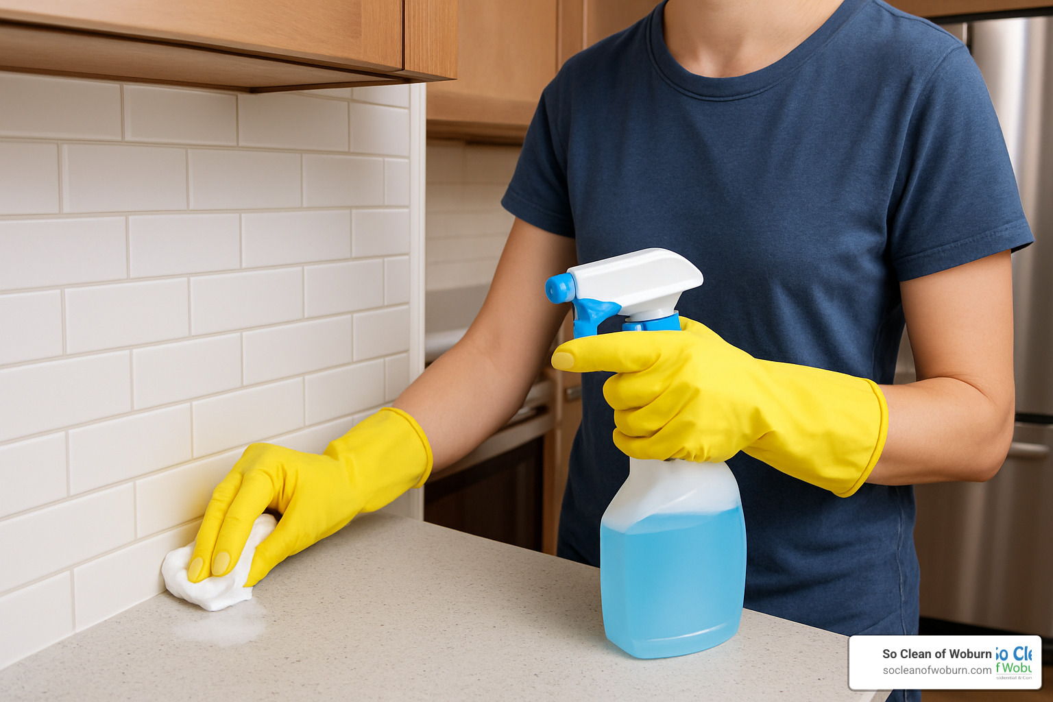 person testing cleaner on hidden surface area - all purpose cleaners