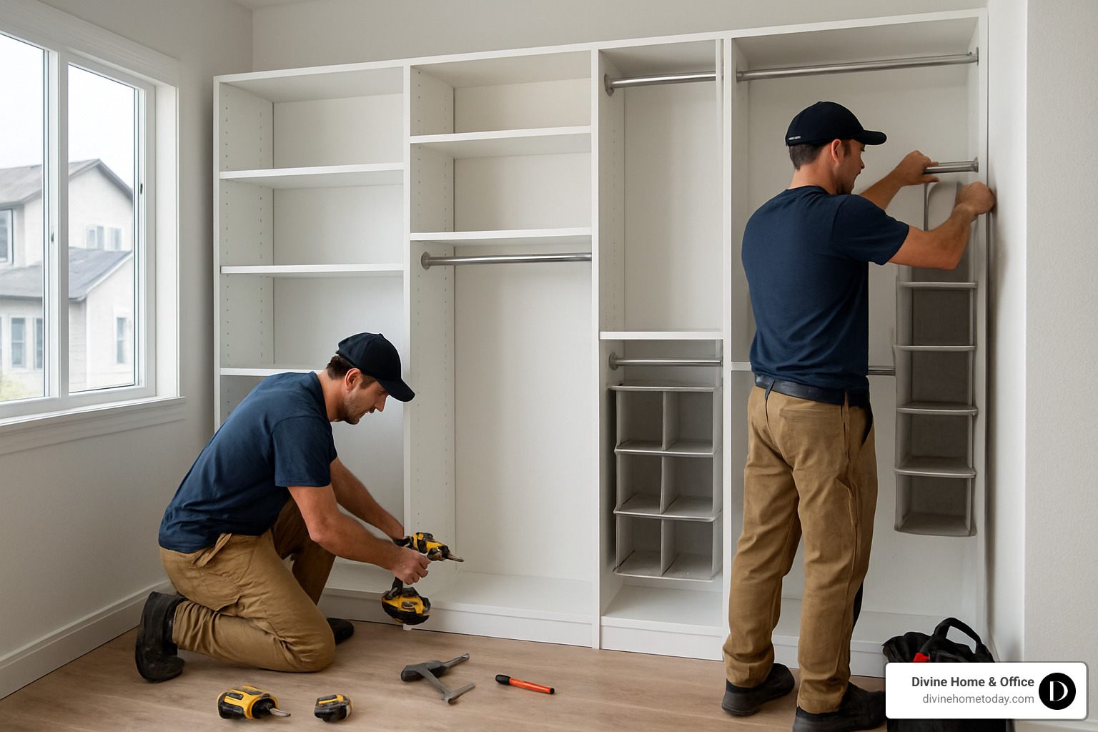 Custom closet installation in progress - Custom closet design Denver