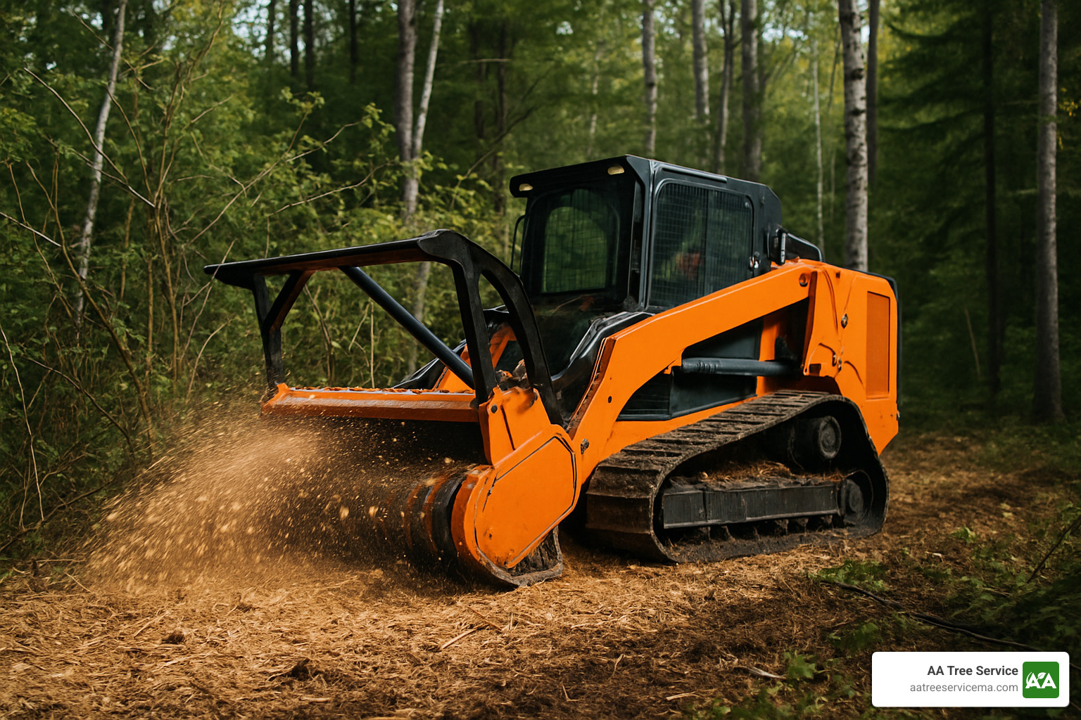 forestry mulcher clearing dense vegetation in New Hampshire - Lot clearing NH