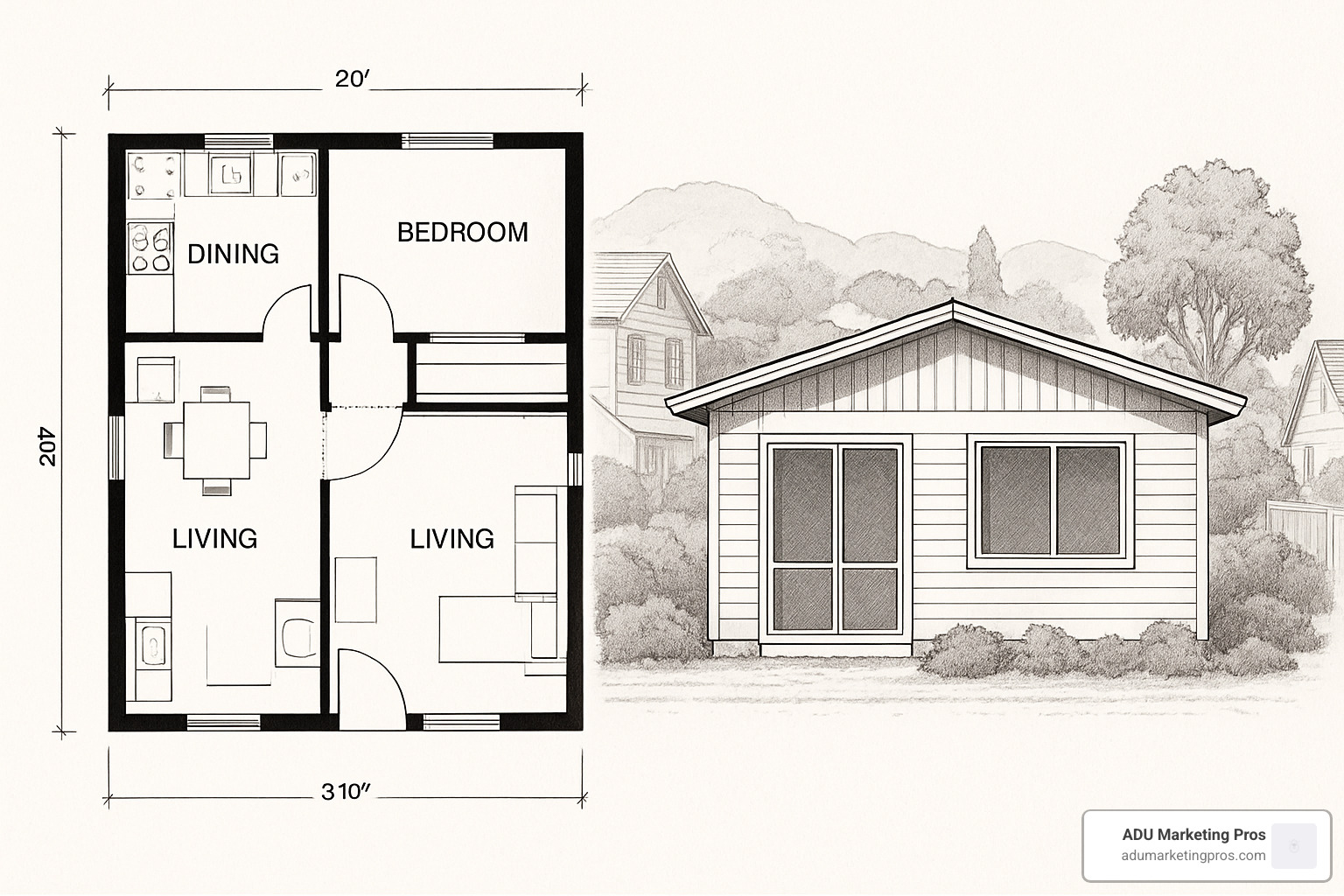 Architectural plans for a Bay Area ADU - Bay Area ADU cost