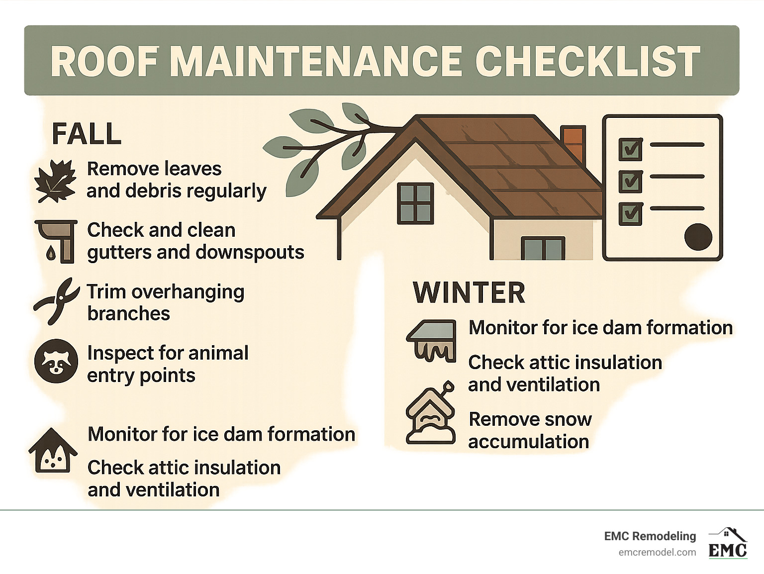 roof maintenance checklist - asphalt shingle roof repair infographic 