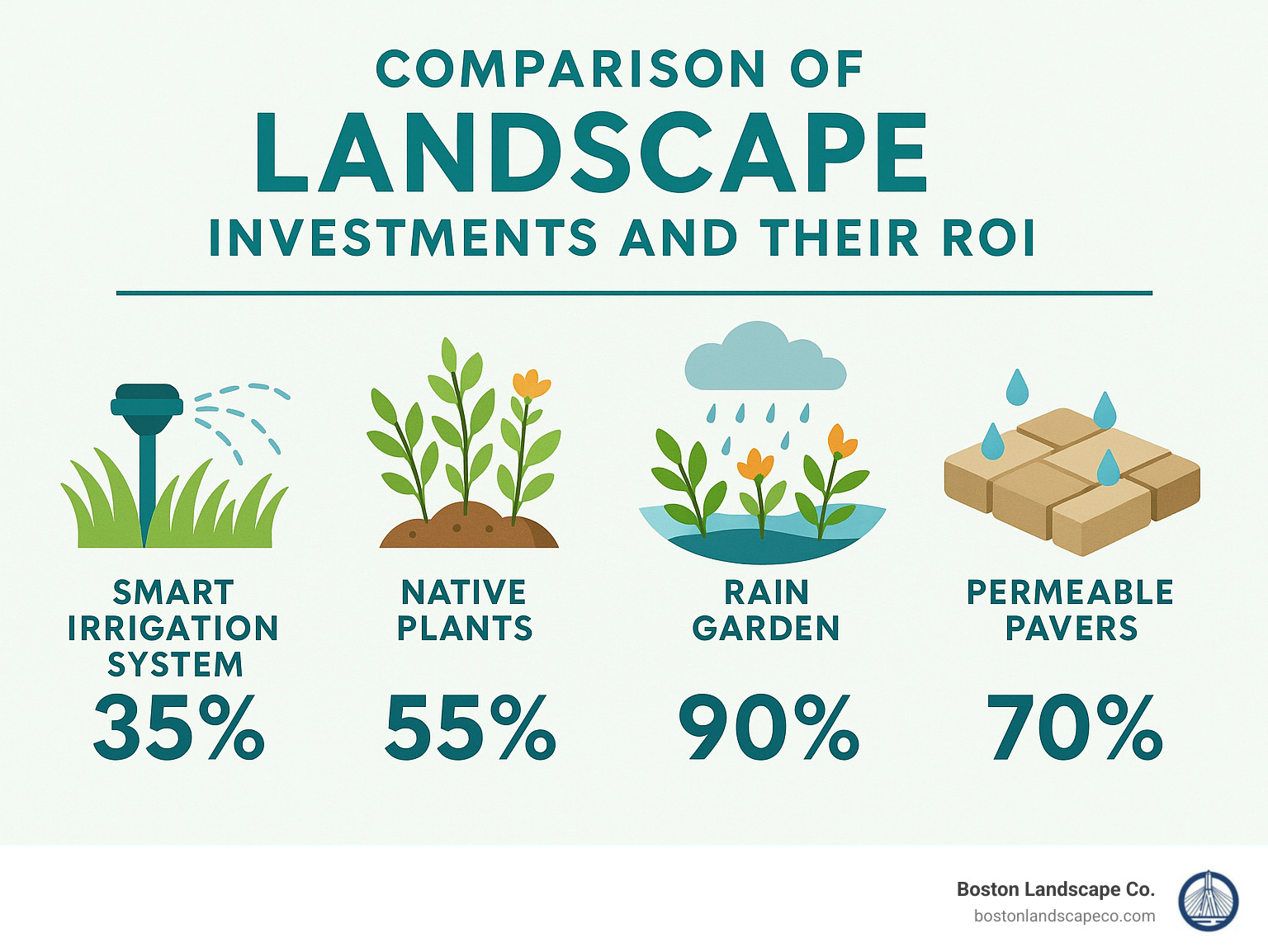 comparison of landscape investments and their ROI - full-service residential landscape contractor infographic 