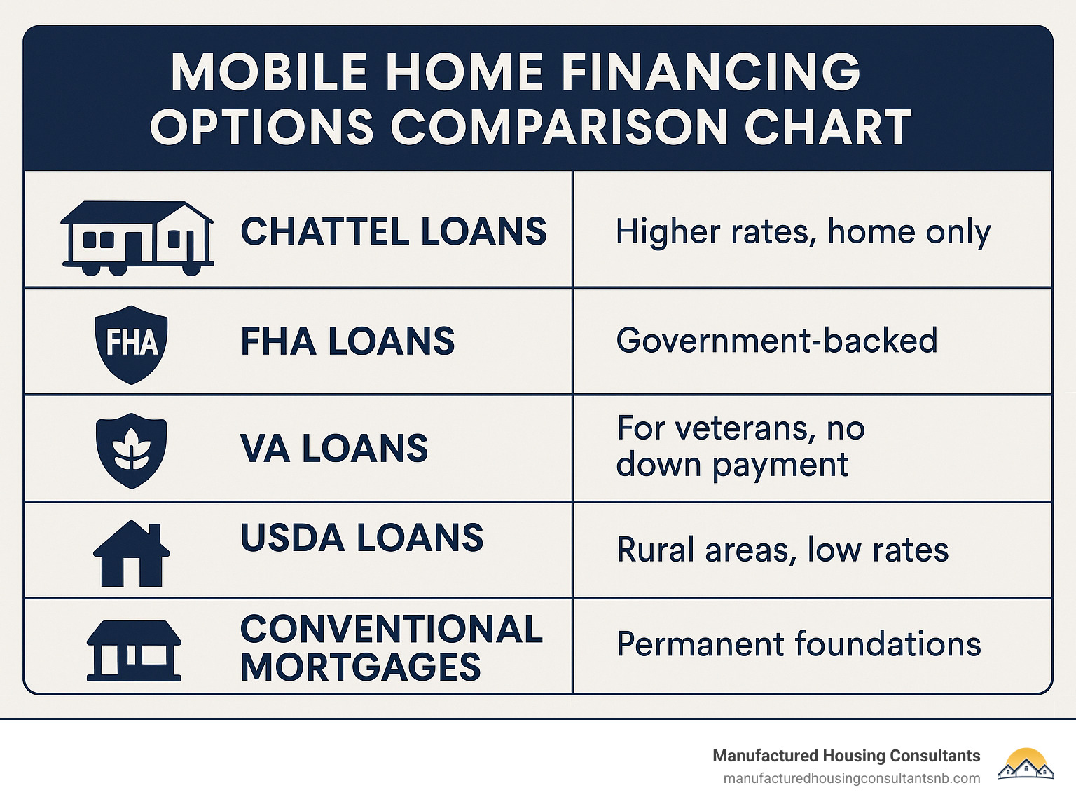 mobile home financing options comparison chart - hattiesburg ms repo mobile homes infographic 