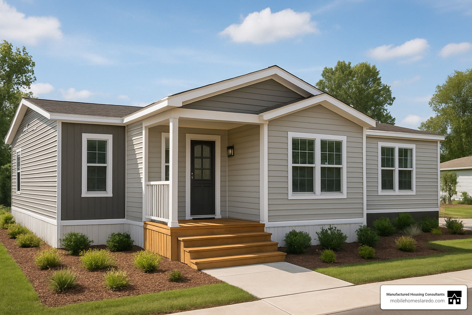 Double-wide manufactured home exterior with modern design features - manufactured homes for sale in laredo tx Double-wide manufactured home exterior with modern design features - manufactured homes for sale in laredo tx