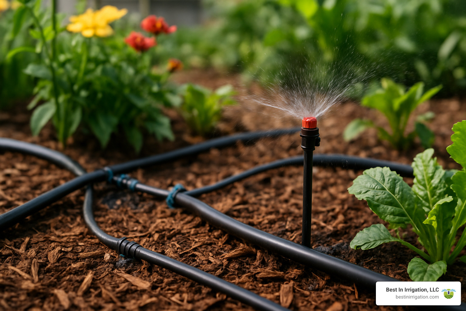 Micro-irrigation system in garden - Water-saving irrigation techniques
