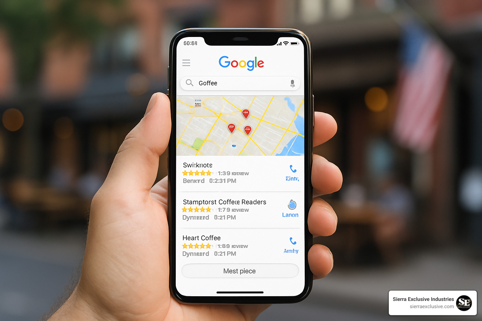 smartphone showing local search results - seo for local visibility