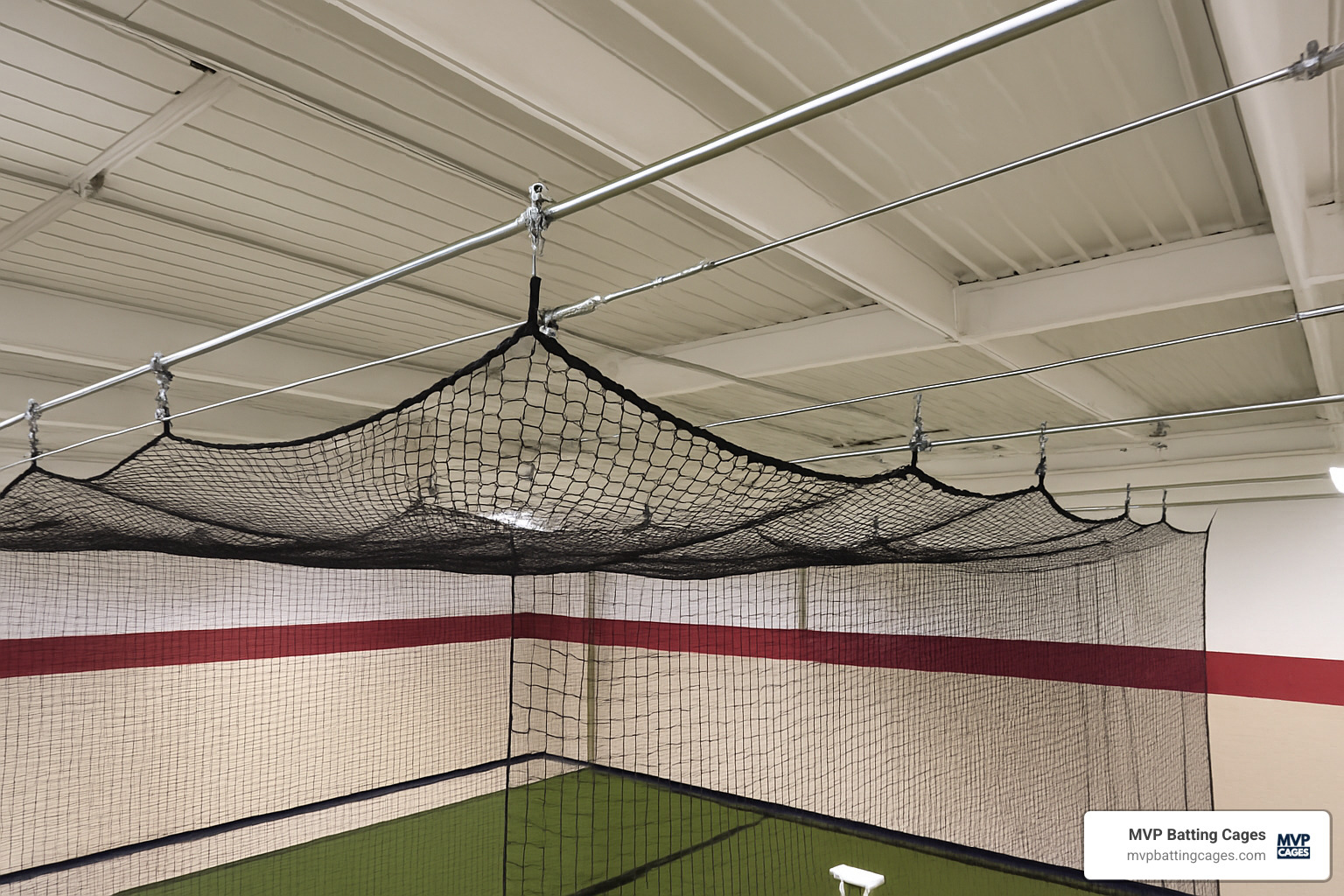 Net suspension system for indoor batting cage - how to build indoor batting cages