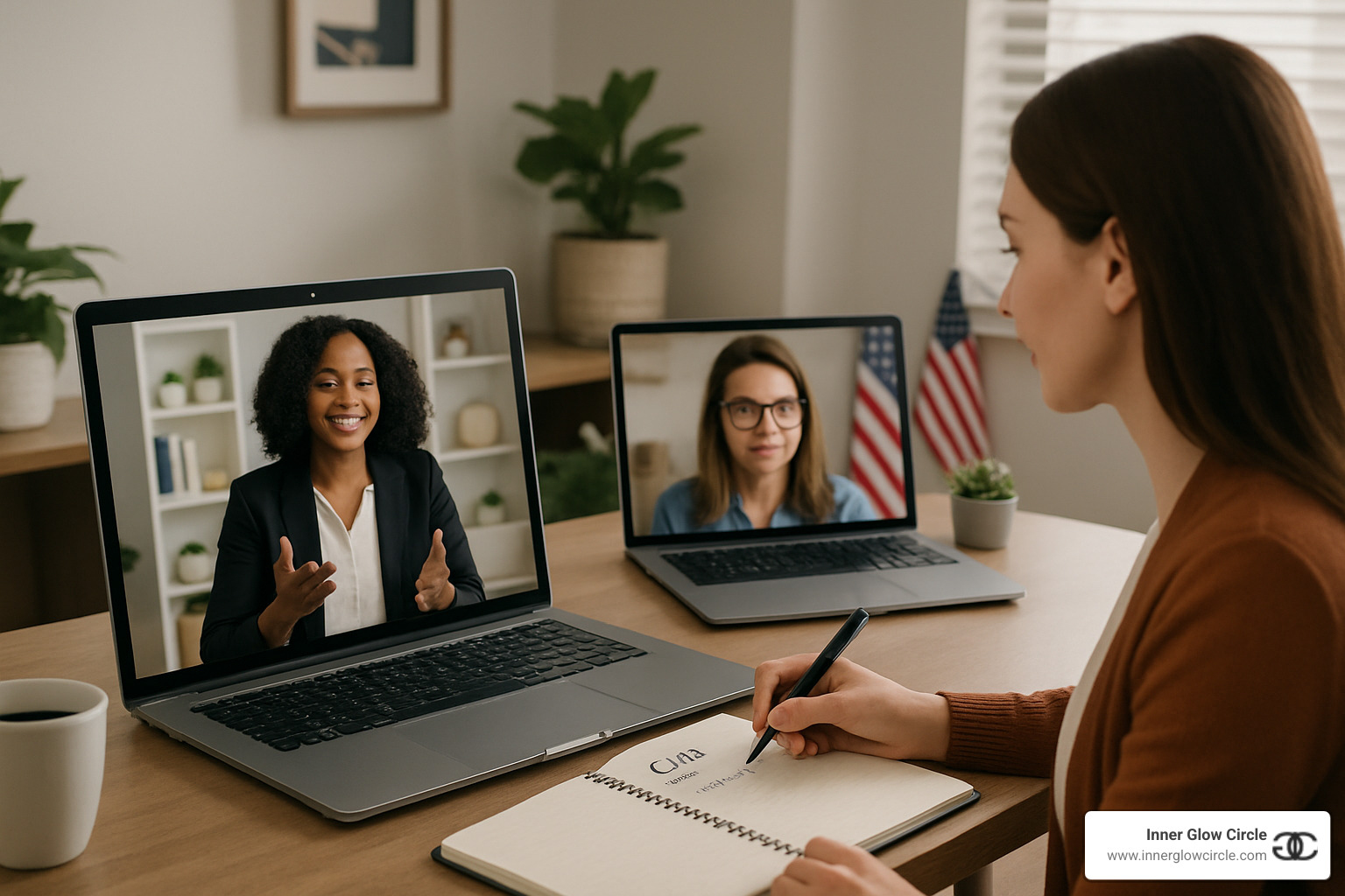 virtual coaching session with coach and client discussing goals - what is a women's empowerment coach