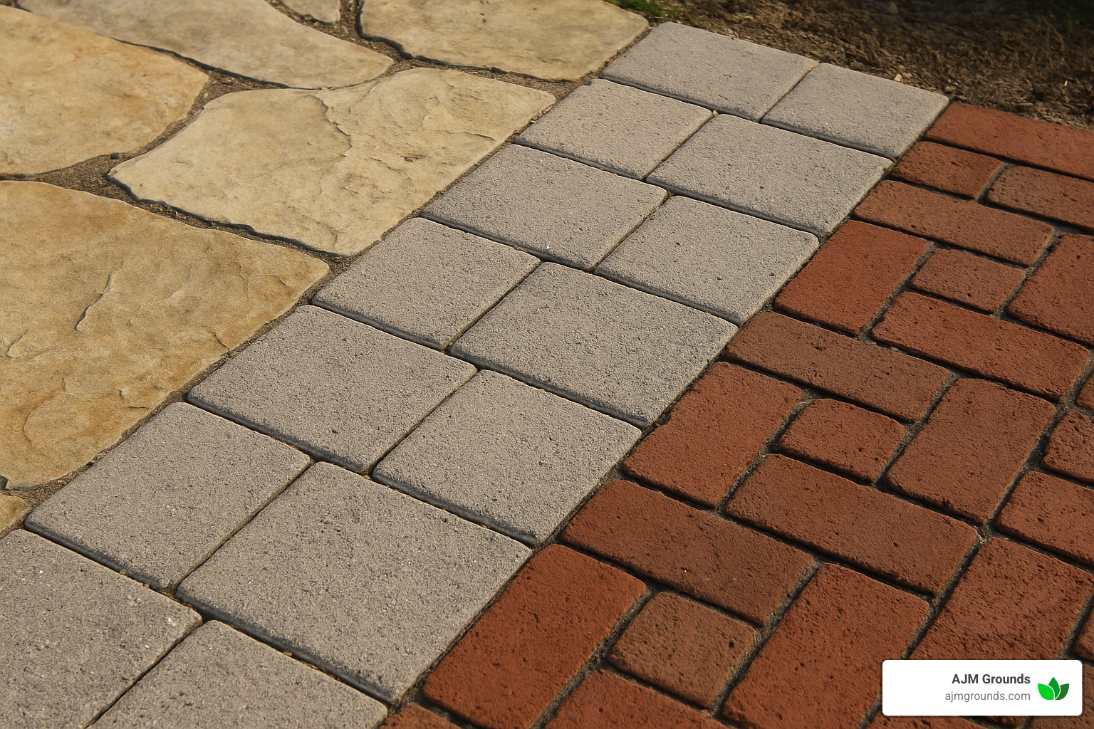 Stone Patio Success: Your Guide to Local Contractors Various stone patio materials including flagstone, concrete pavers, and brick pavers - stone patio contractors near me