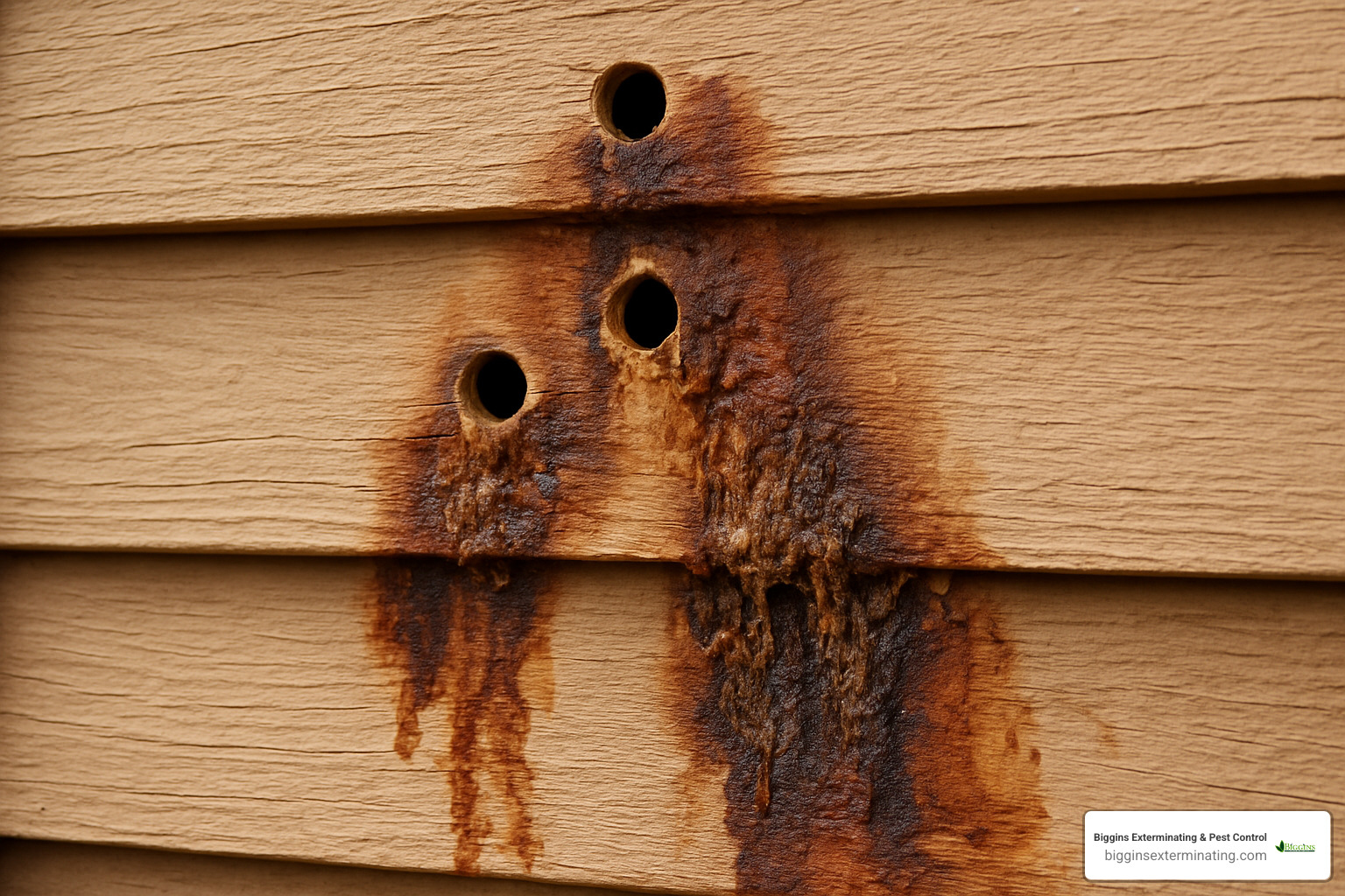 water damage from carpenter bee holes in wood siding - carpenter bees wood siding