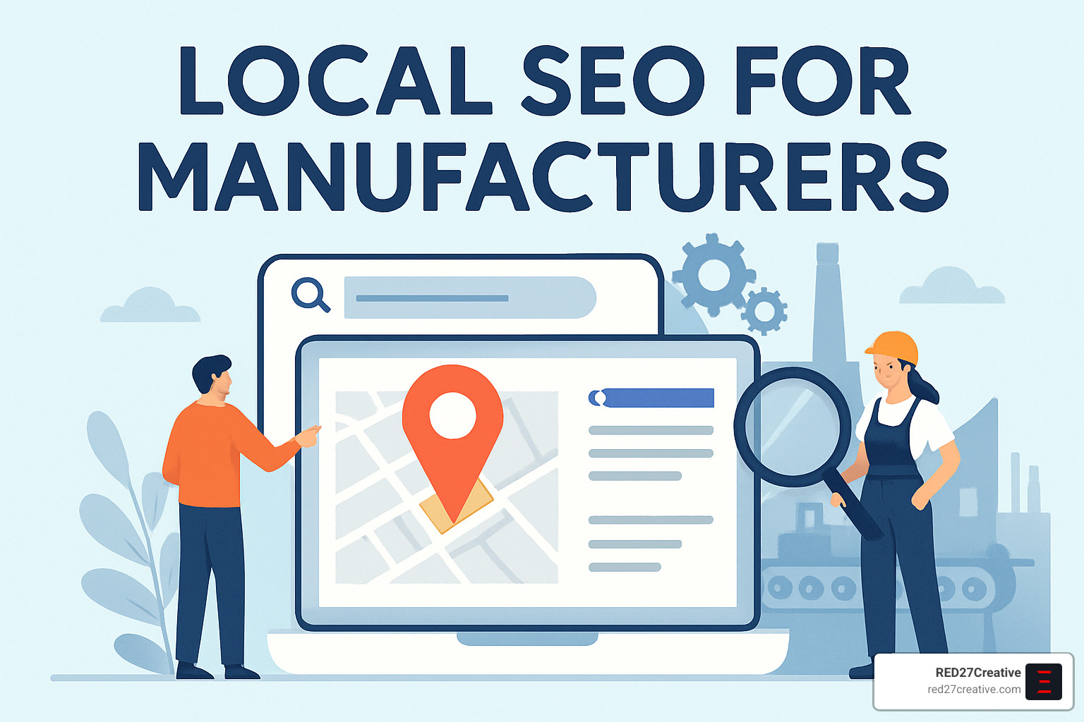 How Manufacturers Can Win Big with Local SEO • local seo for manufacturers • RED27Creative search results showing metal fabricator near me query - local seo for manufacturers