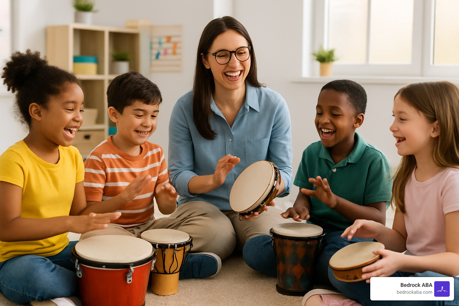 children in music therapy session - asd treatment