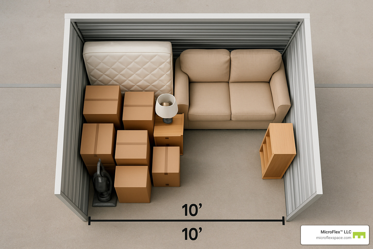10x10 storage unit dimensions and capacity visualization - 10x10 storage unit in birmingham
