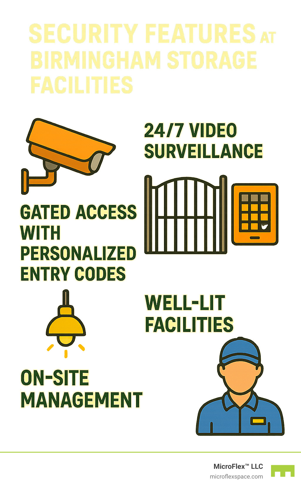 Security features at Birmingham storage facilities - 10x10 storage unit in birmingham infographic 