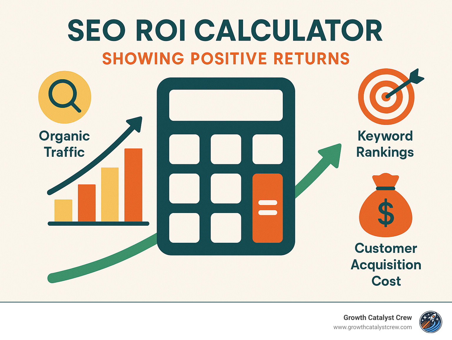 SEO ROI calculator showing positive returns - cost effective seo services infographic