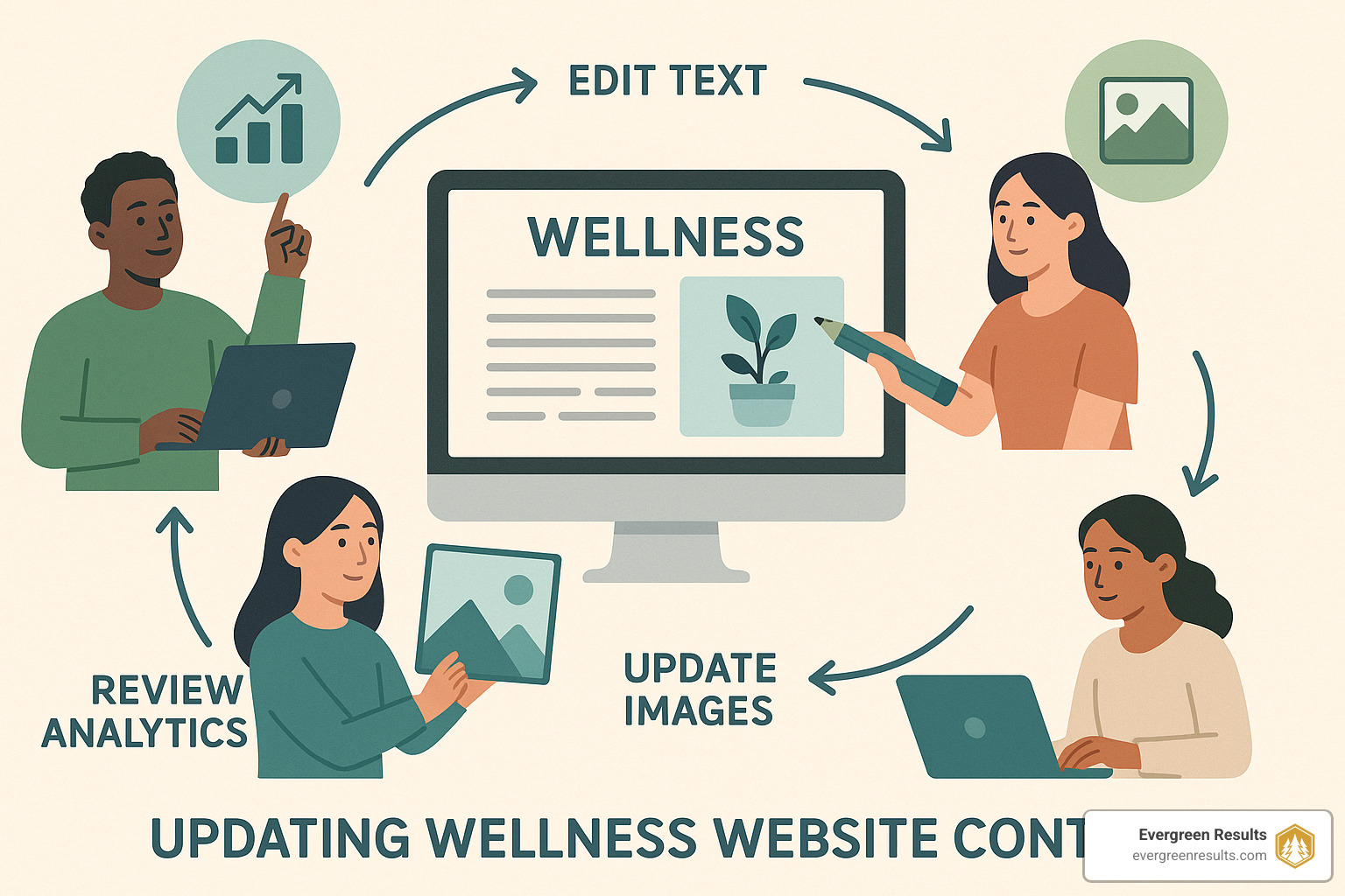 content updating and refreshing process graphic - content strategy for wellness