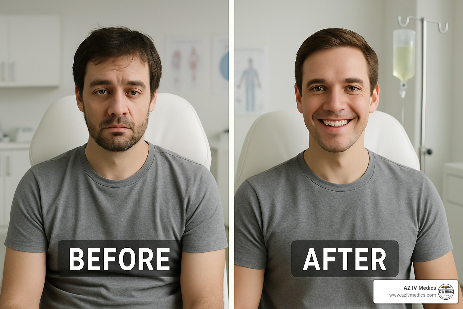 before and after energy levels with glutathione IV therapy - glutathione iv benefits