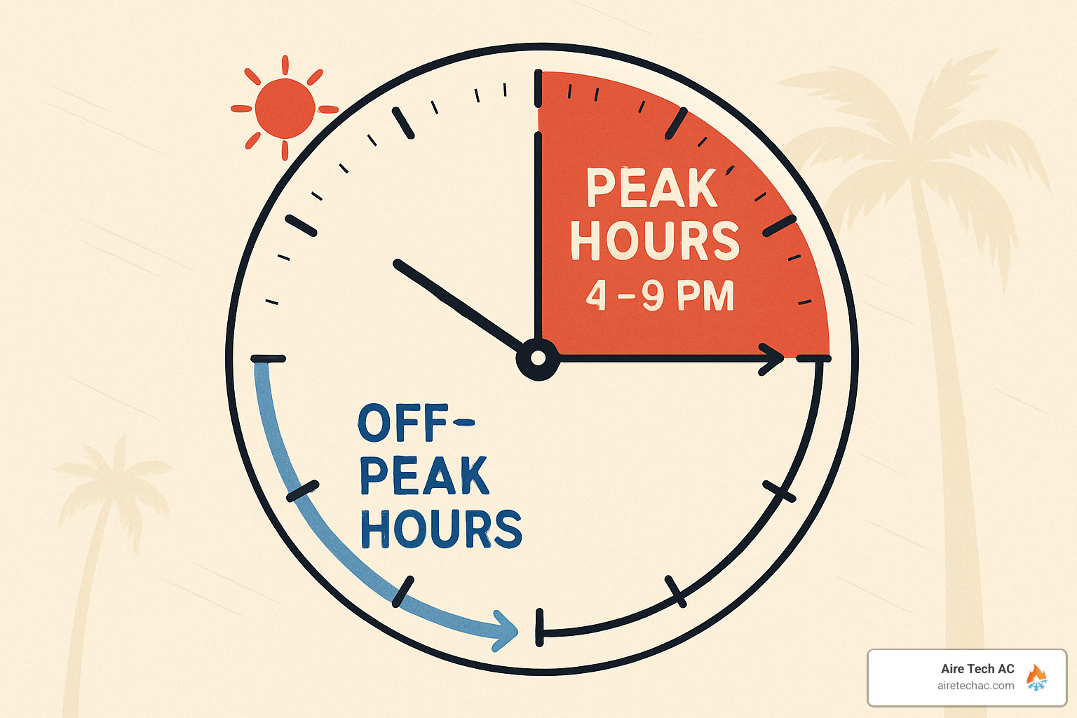time of use electricity rates clock showing peak and off-peak hours - 5 Energy-Efficient Home Cooling Tips for the Southern California Summer Heat