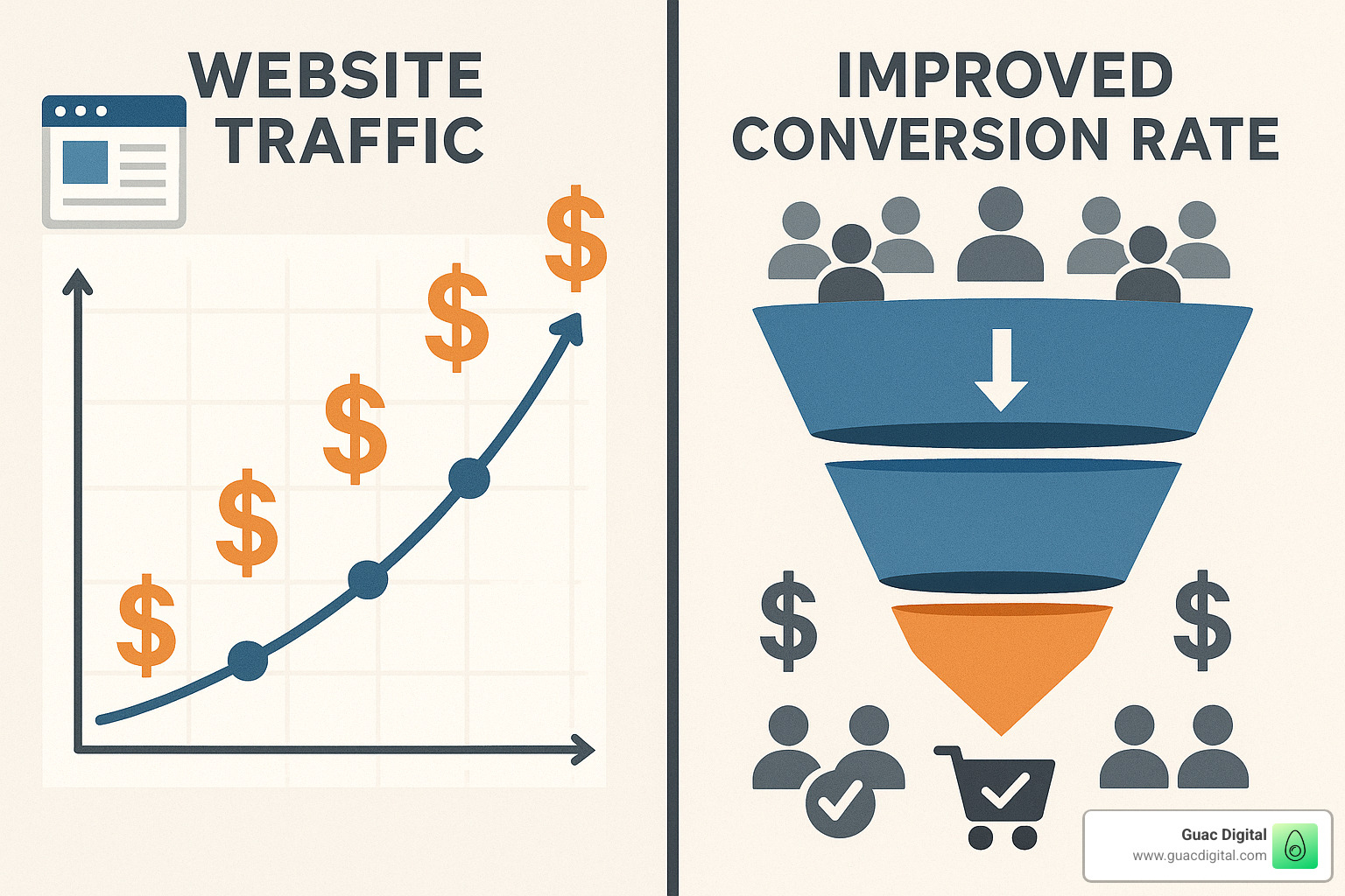 Comparison of website traffic vs conversion optimization approaches - what is website conversion optimization