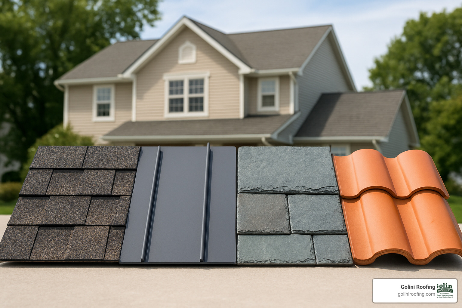 various roofing materials including asphalt shingles, metal roofing, slate, and clay tiles - cost of new roof per sq ft