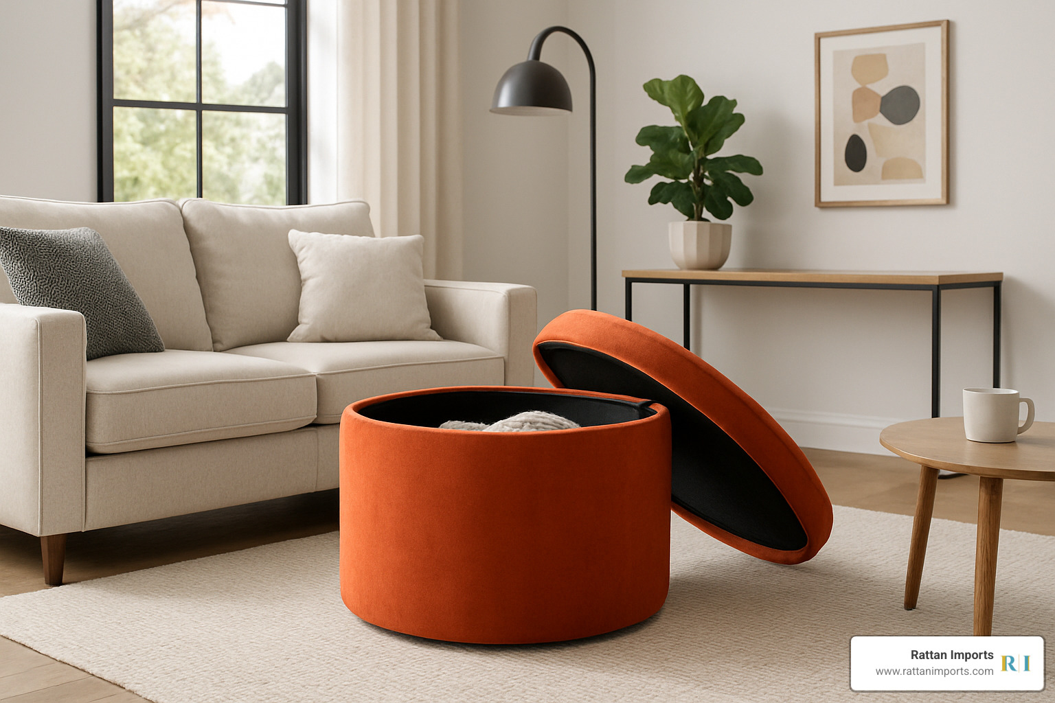 trending round storage ottoman - ottoman stools