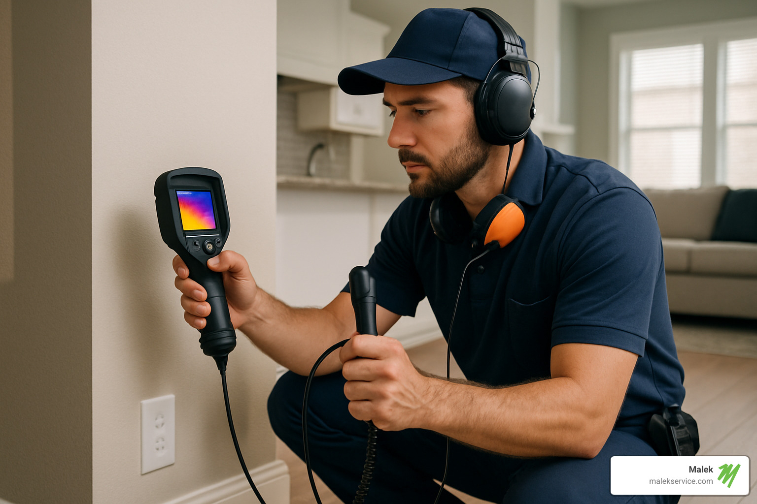 leak detection equipment being used in west houston home - plumbing maintenance services west houston