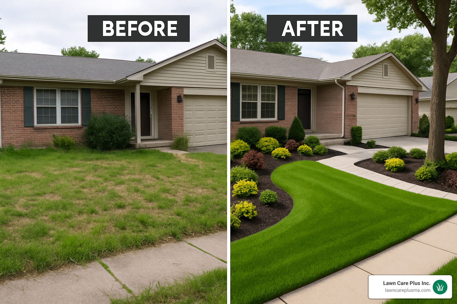 before and after landscape change - landscaping designer near me