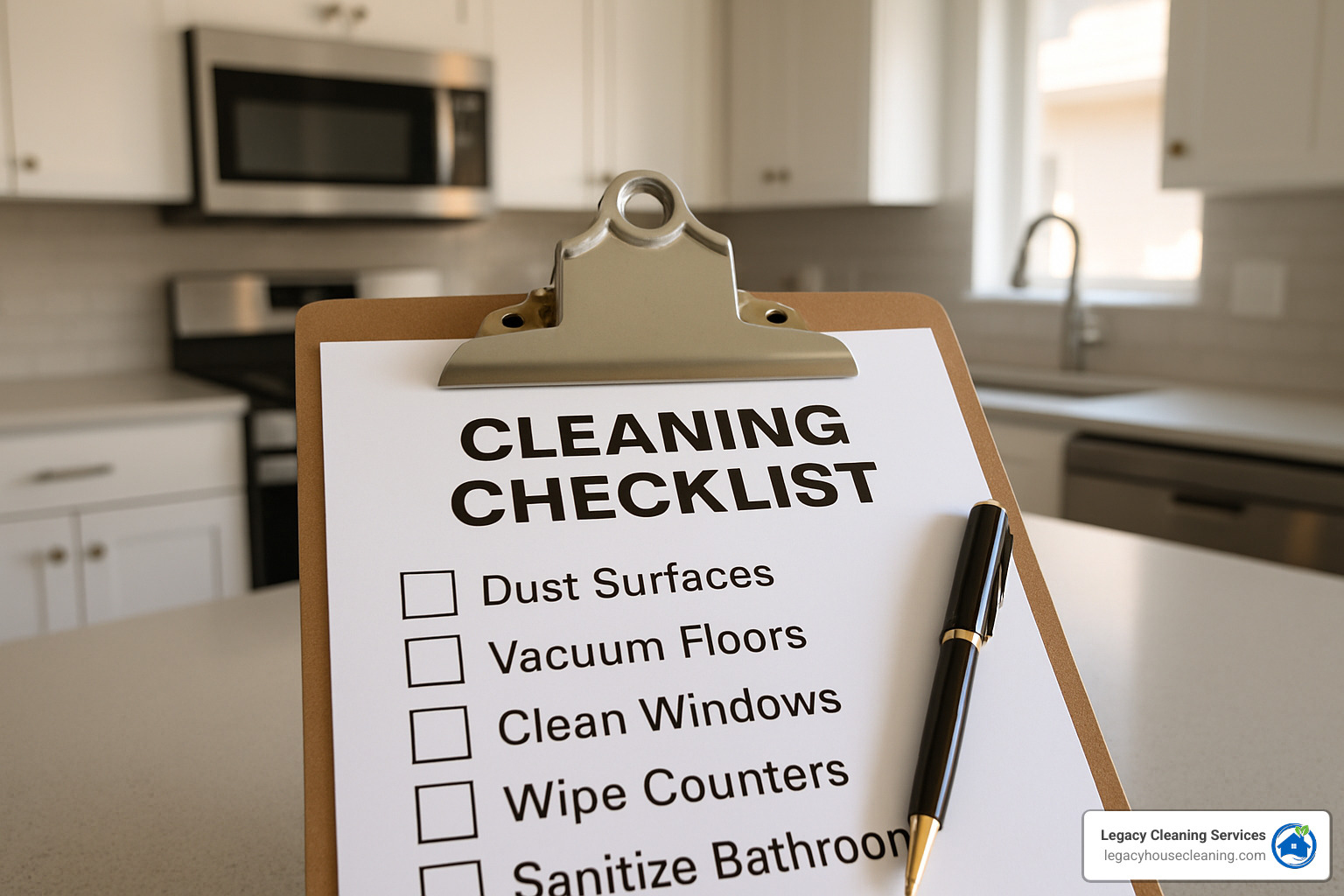 detailed cleaning checklist for Sun Prairie WI homes - Legacy Cleaning Services process