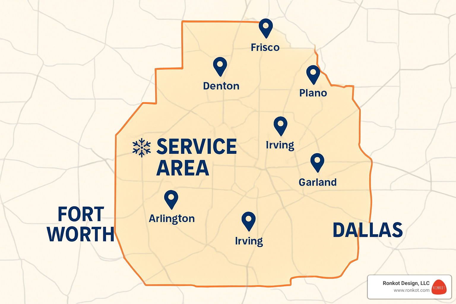Local service area map for HVAC company Local service area map for HVAC company