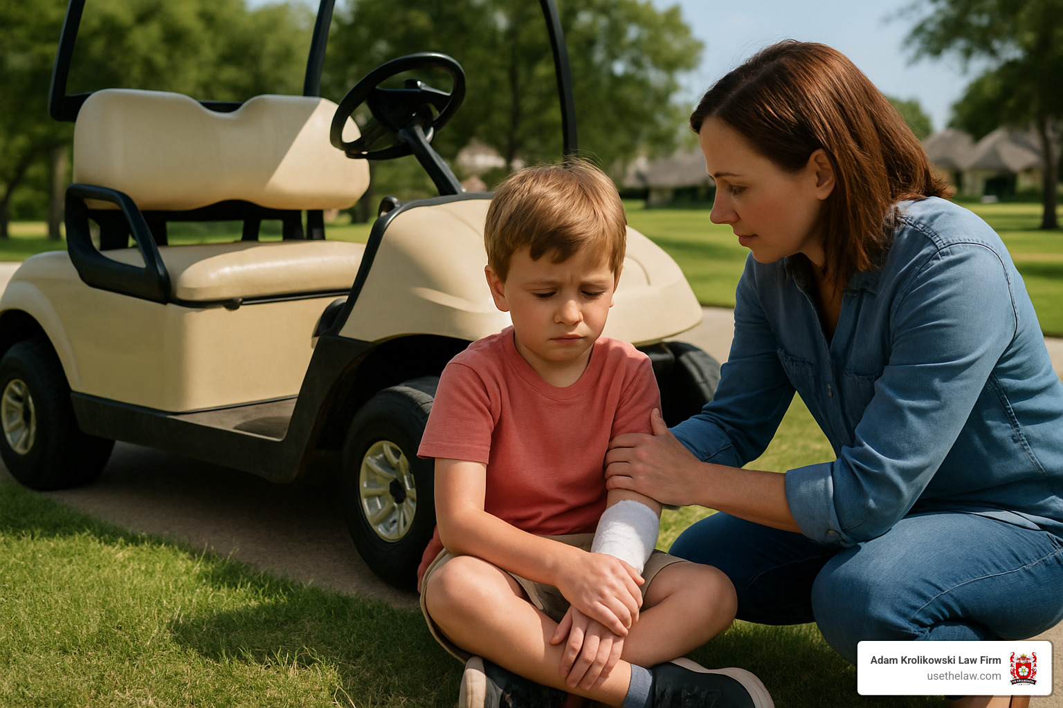 child with arm injury from golf cart accident - golf cart accident statistics