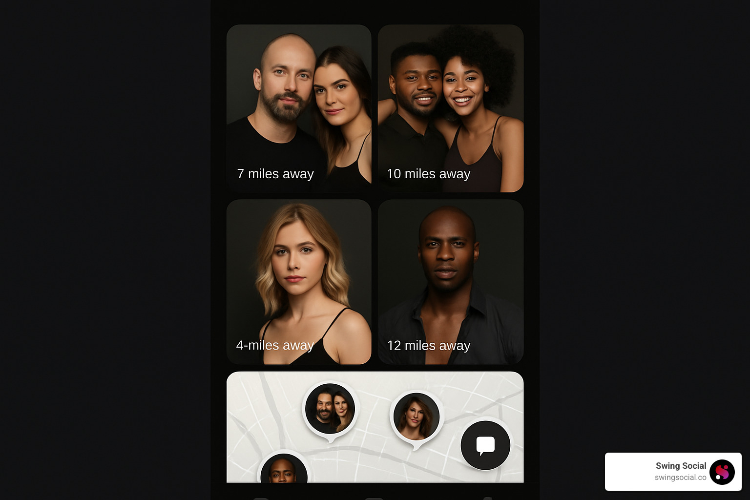 Mobile app interface for swinger connections - best free swinging sites