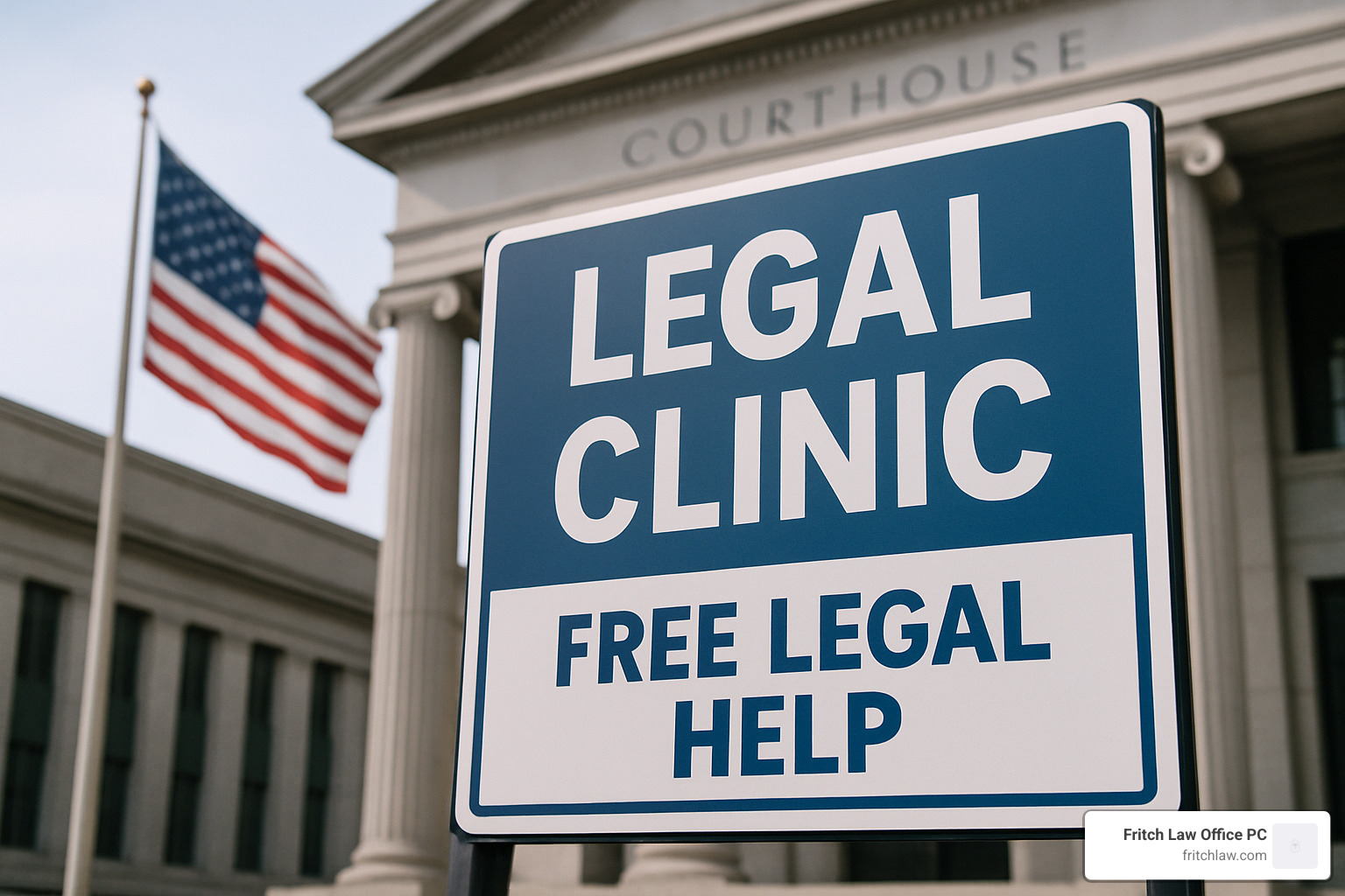 courthouse legal clinic sign - landlord attorney free consultation