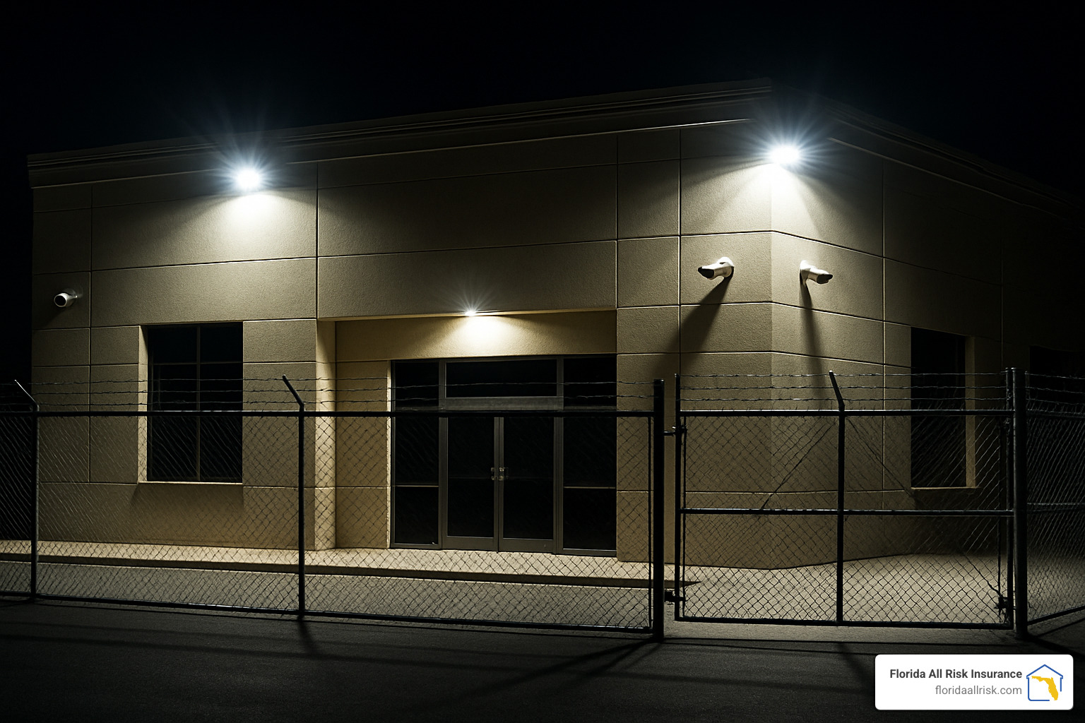 secure vacant commercial building with proper lighting and security - vacant commercial property insurance