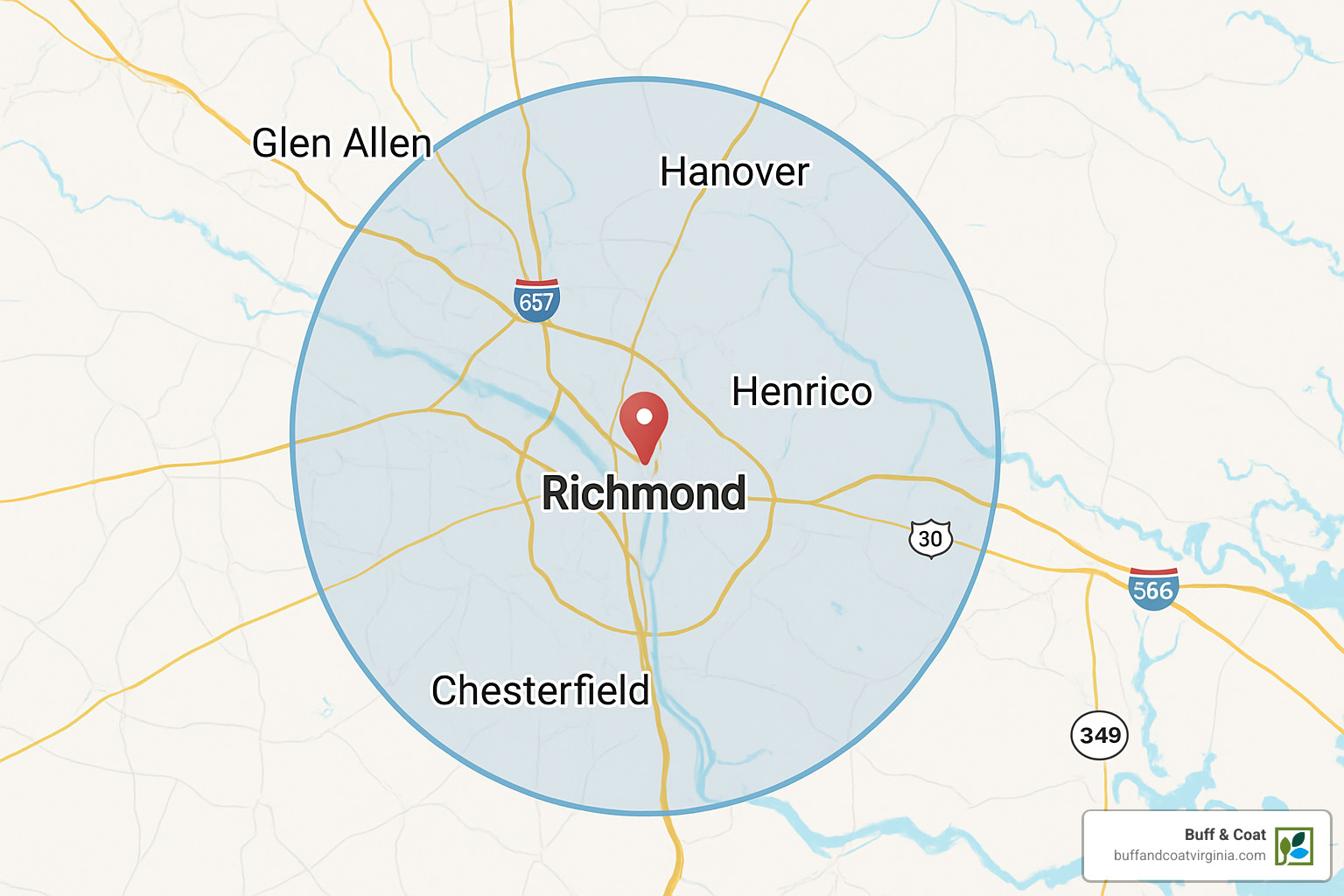 mapped service radius - local hardwood floor company