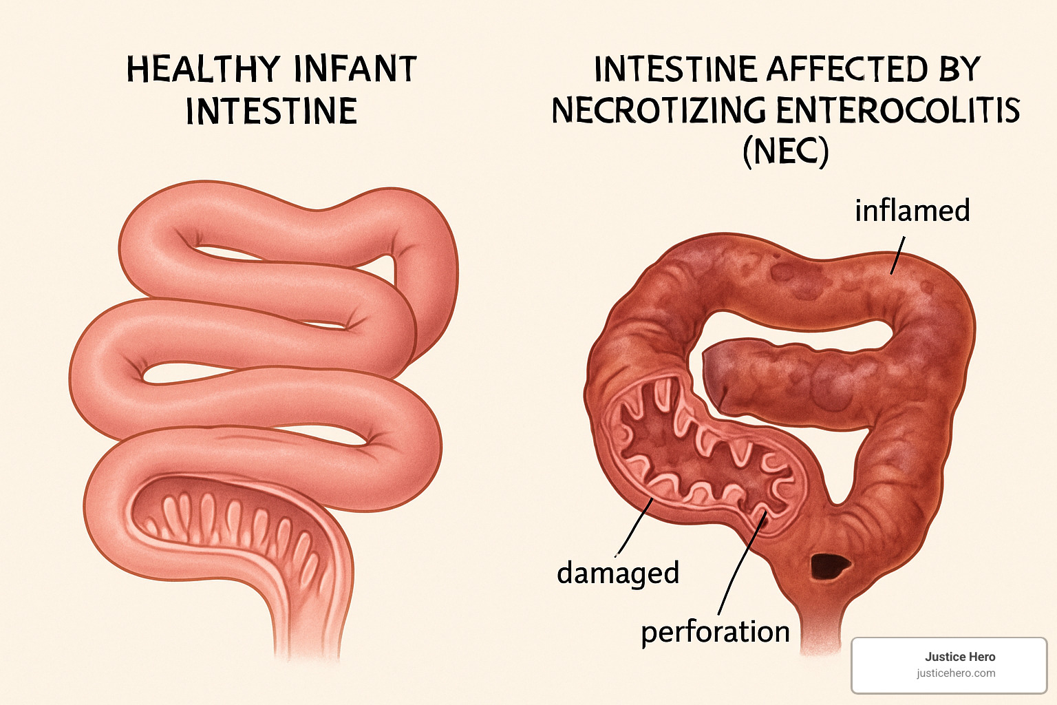 comparison of healthy intestine versus intestine with NEC - nec formula lawsuits