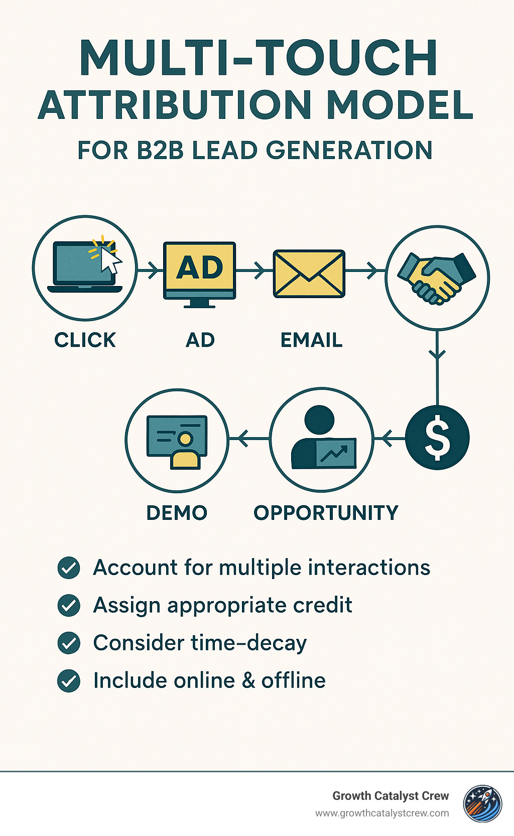 Multi-touch attribution model for B2B lead generation - ppc b2b lead generation infographic