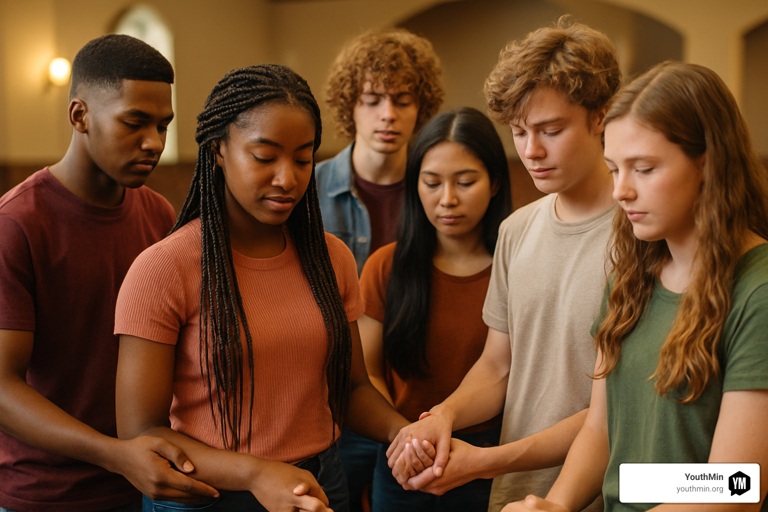 teens praying together in youth group - youth ministry lessons