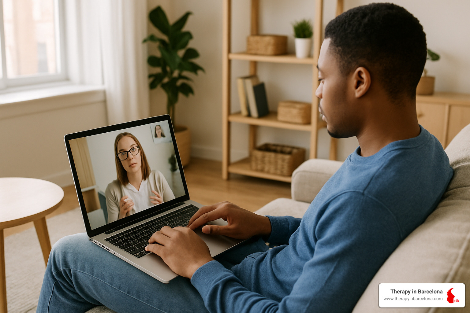 online therapy session on laptop - find a therapist