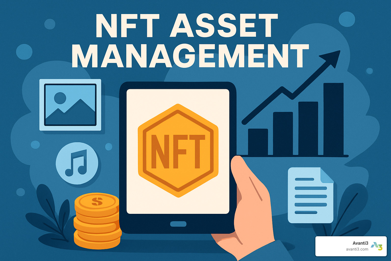 NFT management dashboard showing portfolio metrics - NFT asset management
